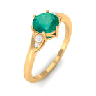 Rosec Jewels-1 CT Round Emerald Solitaire Engagement Ring with Diamond