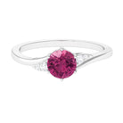 Rosec Jewels-Round Shape Pink Tourmaline Solitaire Ring with Diamond