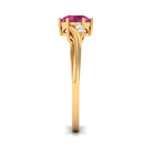 Rosec Jewels-Round Shape Pink Tourmaline Solitaire Ring with Diamond