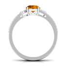 Rosec Jewels-Solitaire Citrine Double Band Engagement Ring with Diamond