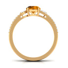 Rosec Jewels-Solitaire Citrine Double Band Engagement Ring with Diamond