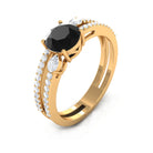 Rosec Jewels-Solitaire Created Black Diamond and Diamond Double Band Engagement Ring