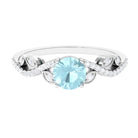 Rosec Jewels-Round Sky Blue Topaz Designer Engagement Ring with Diamond