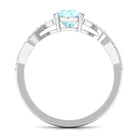 Rosec Jewels-Round Sky Blue Topaz Designer Engagement Ring with Diamond