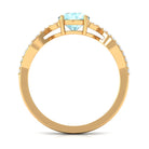 Rosec Jewels-Round Sky Blue Topaz Designer Engagement Ring with Diamond