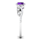 Rosec Jewels-Nature Inspired Amethyst and Diamond Solitaire Engagement Ring