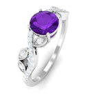 Rosec Jewels-Nature Inspired Amethyst and Diamond Solitaire Engagement Ring