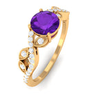 Rosec Jewels-Nature Inspired Amethyst and Diamond Solitaire Engagement Ring