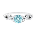 Rosec Jewels-Round Shape Aquamarine Designer Engagement Ring with Diamond