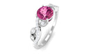 Rosec Jewels-Round Shape Pink Tourmaline Designer Engagement Ring with Diamond