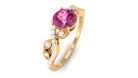 Rosec Jewels-Round Shape Pink Tourmaline Designer Engagement Ring with Diamond