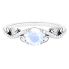 Rosec Jewels-Round Shape Moonstone Designer Engagement Ring with Diamond