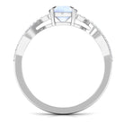 Rosec Jewels-Round Shape Moonstone Designer Engagement Ring with Diamond