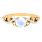 Rosec Jewels-Round Shape Moonstone Designer Engagement Ring with Diamond