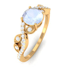 Rosec Jewels-Round Shape Moonstone Designer Engagement Ring with Diamond