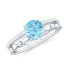 Rosec Jewels-Solitaire Aquamarine and Diamond Double Band Ring