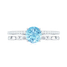 Rosec Jewels-Solitaire Aquamarine and Diamond Double Band Ring