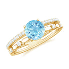 Rosec Jewels-Solitaire Aquamarine and Diamond Double Band Ring