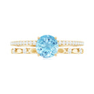 Rosec Jewels-Solitaire Aquamarine and Diamond Double Band Ring