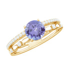 Rosec Jewels-Solitaire Tanzanite and Diamond Double Band Ring