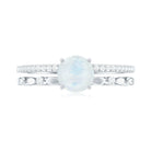 Rosec Jewels-6 MM Moonstone Double Band Solitaire Engagement Ring with Diamond