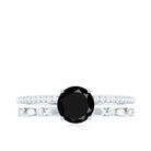 Rosec Jewels-7 MM Black Onyx Double Band Solitaire Engagement Ring with Diamond