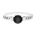 Rosec Jewels-1.50 CT Black Diamond Solitaire Designer Ring with Diamond