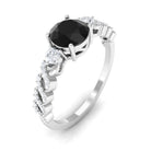 Rosec Jewels-1.50 CT Black Diamond Solitaire Designer Ring with Diamond