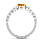 Rosec Jewels-Round Shape Citrine Designer Engagement Ring with Diamond Side Stones