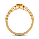 Rosec Jewels-Round Shape Citrine Designer Engagement Ring with Diamond Side Stones