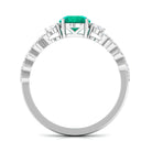 Rosec Jewels-Round shape Solitaire Emerald Designer Engagement Ring with Diamond Side Stones