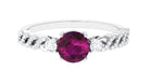 Rosec Jewels-1.25 CT Round Rhodolite Solitaire Engagement Ring with Diamond Accent