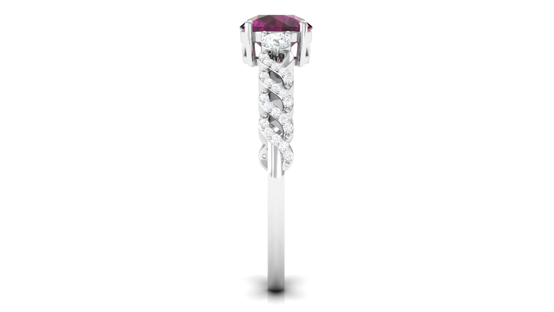 Rosec Jewels-1.25 CT Round Rhodolite Solitaire Engagement Ring with Diamond Accent