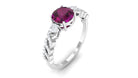 Rosec Jewels-1.25 CT Round Rhodolite Solitaire Engagement Ring with Diamond Accent