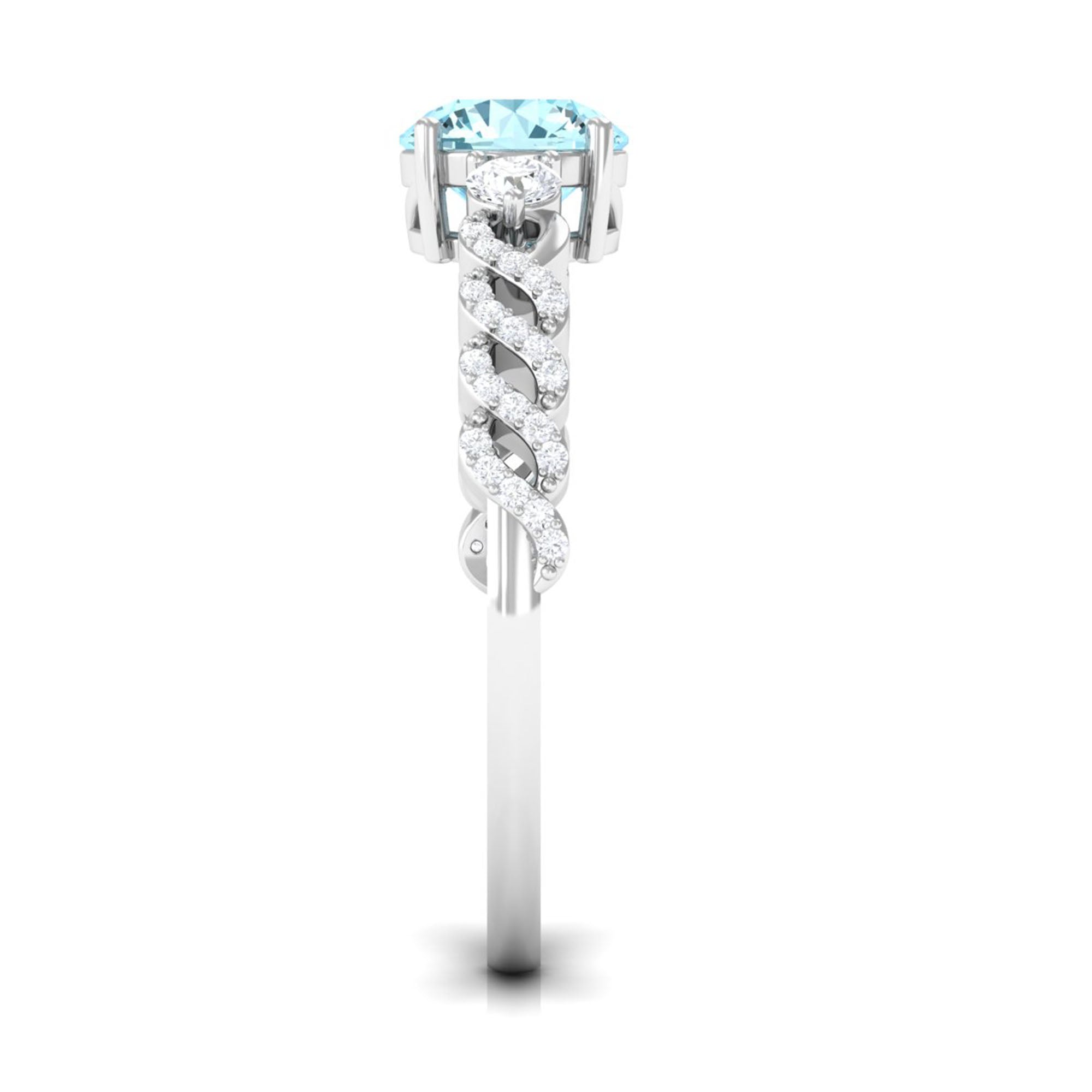 Rosec Jewels-1 CT Solitaire Aquamarine and Diamond Designer Engagement Ring