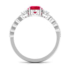 Rosec Jewels-Solitaire Created Ruby and Diamond Designer Engagement Ring