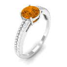 Rosec Jewels-Round Citrine Solitaire Engagement Ring with Diamond