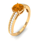 Rosec Jewels-Round Citrine Solitaire Engagement Ring with Diamond