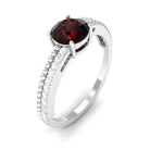 Rosec Jewels-Round Garnet Solitaire Engagement Ring with Diamond