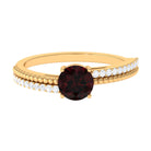 Rosec Jewels-Round Garnet Solitaire Engagement Ring with Diamond