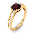 Rosec Jewels-Round Garnet Solitaire Engagement Ring with Diamond