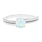 Rosec Jewels-Round Ethiopian Opal Solitaire Ring with Diamond Side Stones