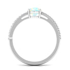 Rosec Jewels-Round Ethiopian Opal Solitaire Ring with Diamond Side Stones