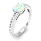 Rosec Jewels-Round Ethiopian Opal Solitaire Ring with Diamond Side Stones