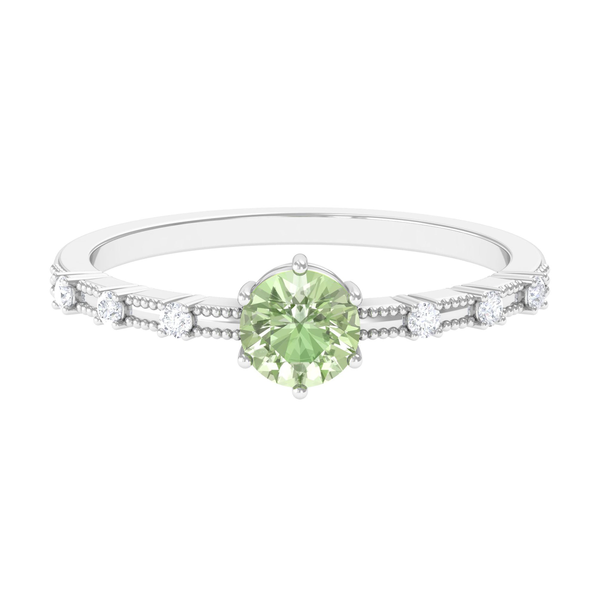 Rosec Jewels-Minimal Green Sapphire Solitaire Ring with Diamond