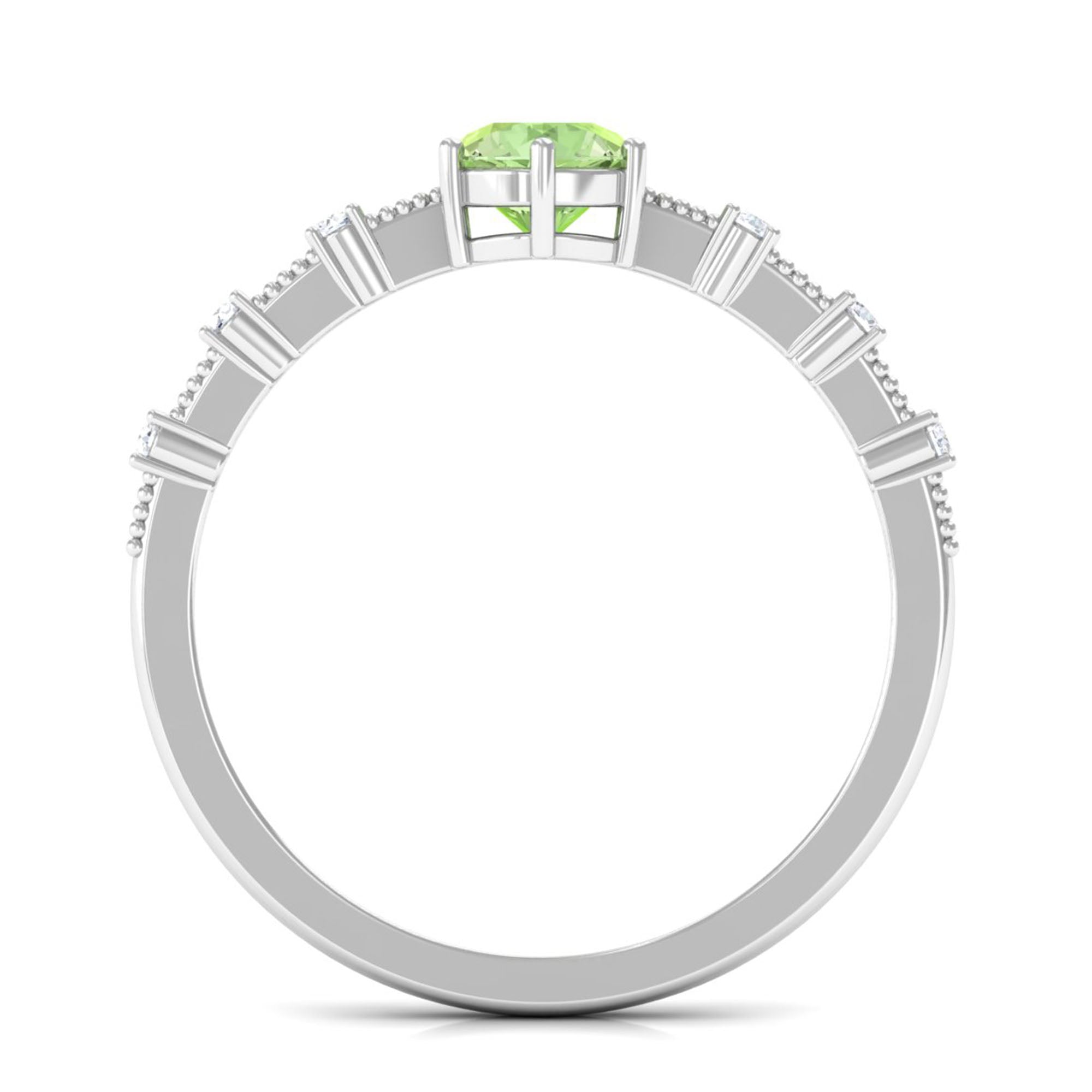 Rosec Jewels-Minimal Green Sapphire Solitaire Ring with Diamond