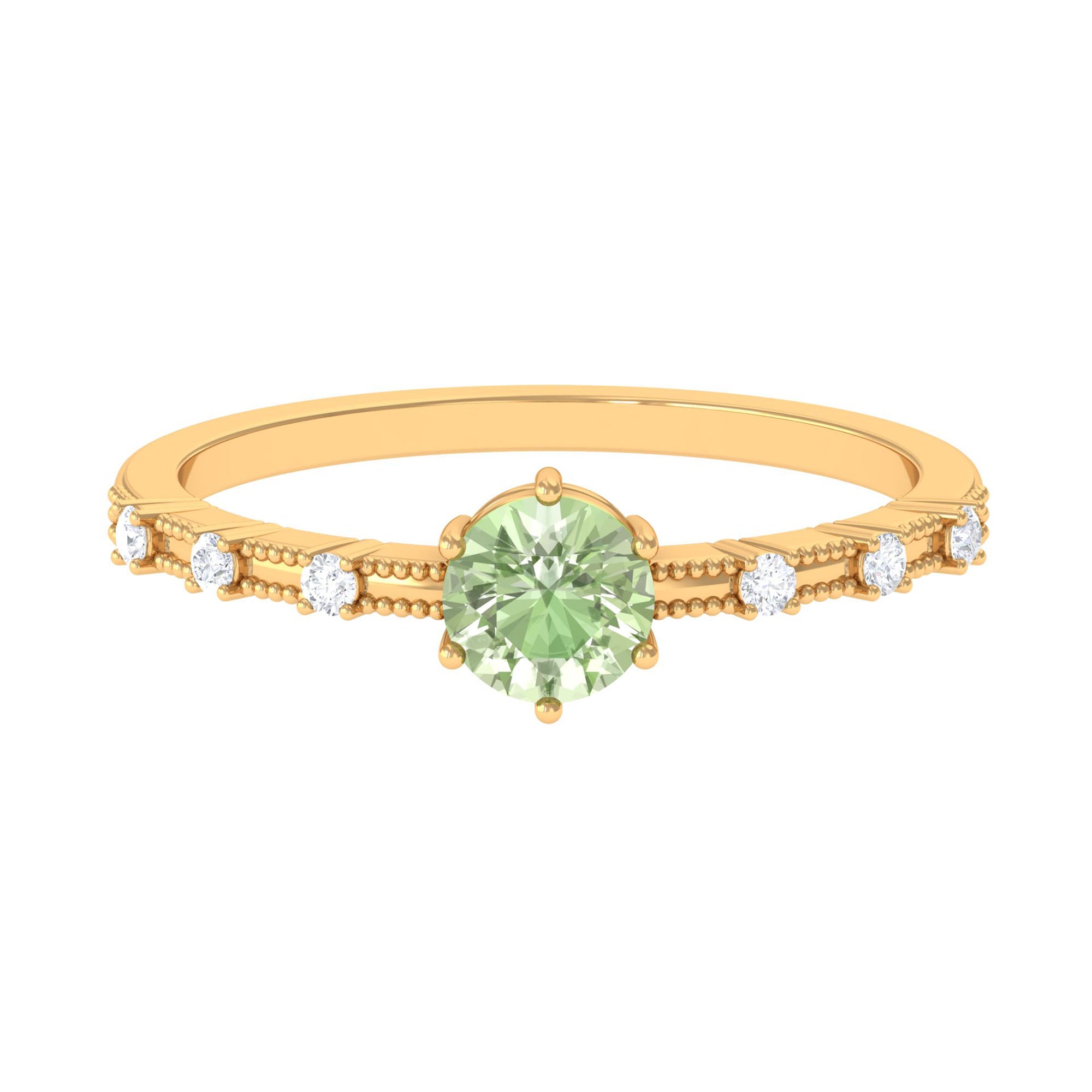 Rosec Jewels-Minimal Green Sapphire Solitaire Ring with Diamond