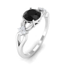 Rosec Jewels-1.25 CT Black Diamond Solitaire Crossover Ring with Diamond