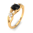 Rosec Jewels-1.25 CT Black Diamond Solitaire Crossover Ring with Diamond