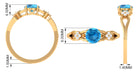 Rosec Jewels-Pure Swiss Blue Topaz and Diamond Floral Solitaire Crossover Ring